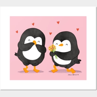 Couple of Penguins in love Posters and Art